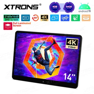 14" Android 11 Car TV Monitor Tablet TouchScreen Back Seat Headrest Video Player - Picture 1 of 24