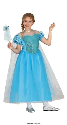 COSTUME PRINCIPESSA CARNEVALE PRINCESS GHIACCIO NEVI VESTITO GUIRCA BAMBINA - Immagine 1 di 2