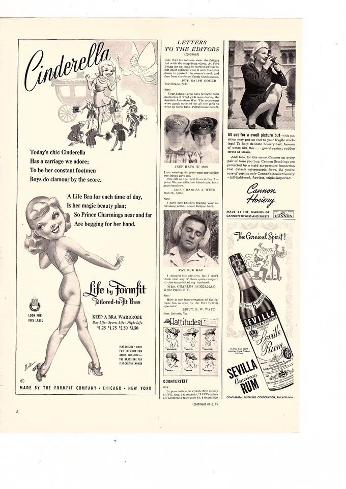 Sujetador Life Formfit 1942 Cenicienta estilo pin-up arte con anuncio de poema (vida) Foto 1 de 1