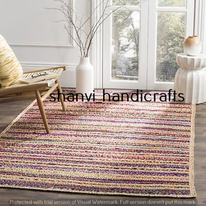 Tejido a Mano Alfombra Trenzado Yute Algodón Hogar Decorativo 1.2X1.8m Área de - Imagen 1 de 4