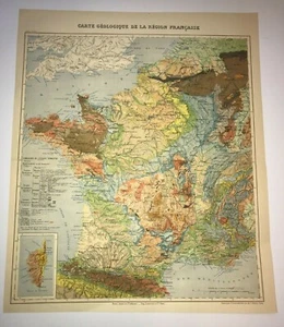 FRANCE GEOLOGICAL 1870 J. GEISENDORFER LARGE ANTIQUE MAP 19e CENTURY - Picture 1 of 11