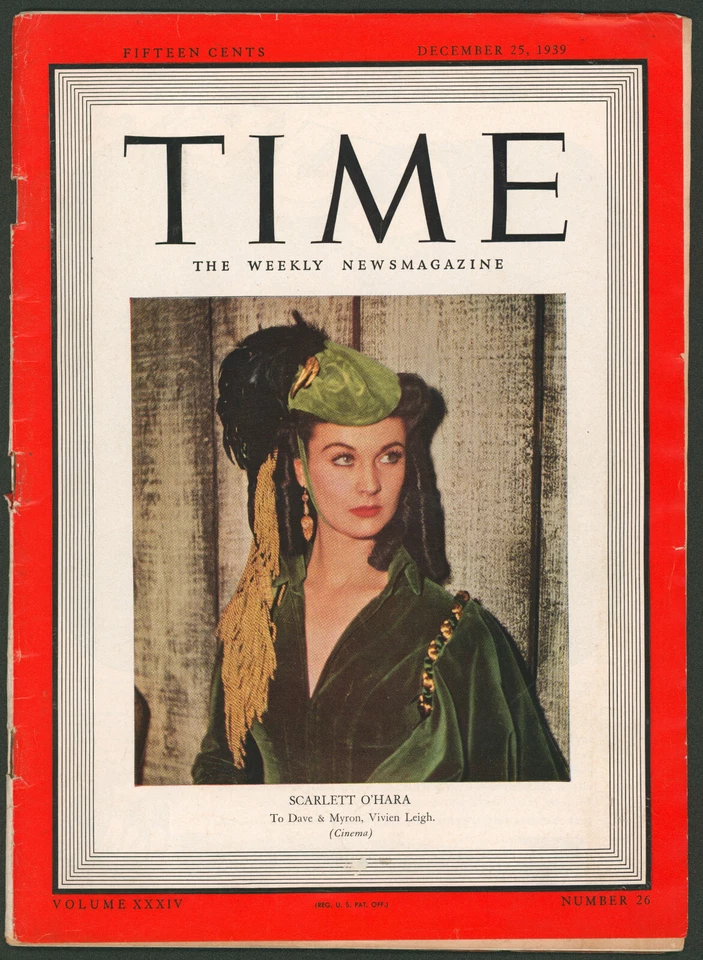 Time Magazine December 25 1939 Vivien Leigh ~Gone With The Wind ~Scarlett O'Hara - Image 1 of 4