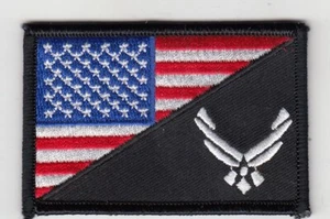 LOGO DE LA FUERZA AÉREA/BANDERA DE EE. UU. (Negro) Parches Bordados 3"x2" - Imagen 1 de 1