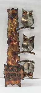 Vtg 1976 Metal Owl Wall Hanging Nobody's Perfect Enesco Imports 24" H - Picture 1 of 7