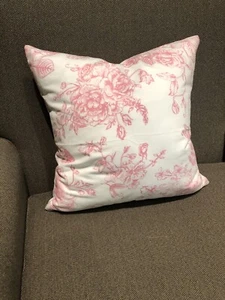 White and pink floral pillow, cottage soft floral pillow, - Picture 1 of 5