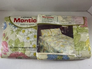Vintage CANNON MONTICELLO Full Fitted & Flat Top Sheet NOS Flowers Daisies - Picture 1 of 8