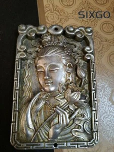 China Tibet silver Amulet Pendant Guanyin - Foto 1 di 3