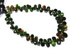 Rainbow Fire Black Smoke Heated Opal Gem Faceted 7X4 To 10X7mm Pear Beads 9 Inch