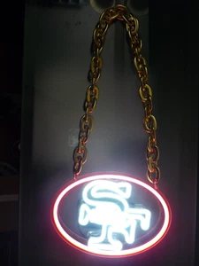 RARE BRAND NEW NFL SAN FRANCISCO 49ERS LIGHT UP NEON 17" CHAIN NECKLACE - Picture 1 of 10
