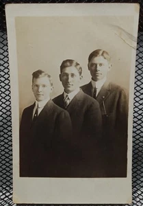 Teen Boys Ascending Order Jacket Studio Suit Fashion RPPC Antique Postcard - Picture 1 of 2