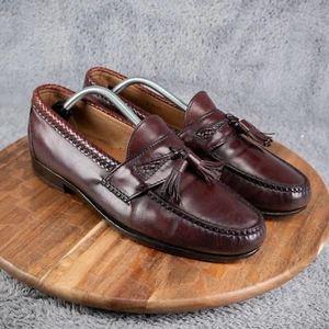 Sz 11 ALLEN EDMONDS MAXFIELD Men's Shoes Tassel Loafer Moccasin Burgundy Leather - Picture 1 of 11