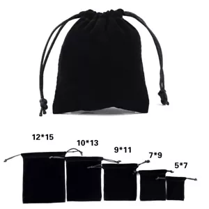 Black Velvet Drawstring Velour Pouch Jewelry Baggie Ring Gift Bag Pouch Set LOT - Picture 1 of 6
