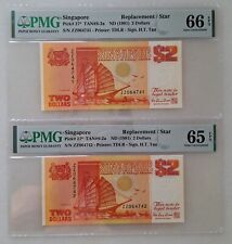 Singapore orange $2 replacement consecutive notes 1991