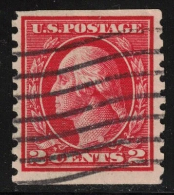 US Stamp Scott # 444 Carmine 2cent Washington Coil Type I - Used - Image 1 of 2