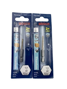 NEW Bosch 1/4 Hex 5/64" + 3/32" Drill Bits Lot TI2132IM TI2133IM Titanium Impact - Picture 1 of 2