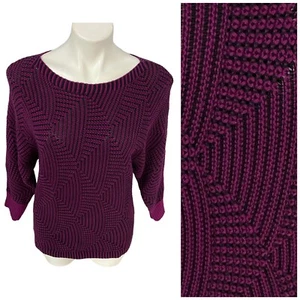 Dana Buchman Sweater Womens Large Purple Hi Low Knit Work Office Cozy Cabin - Picture 1 of 17