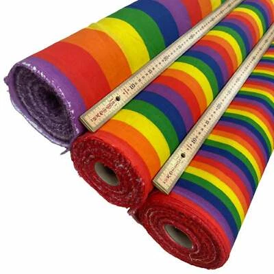 Polycotton Fabric Polycotton Rainbow Fabric Stripe Dressmaking & Craft 45" Wide