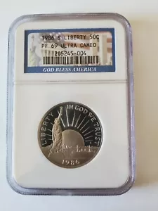 1986-S LIBERTY 50c Proof NGC PF 69 Ultra Cameo - Picture 1 of 2