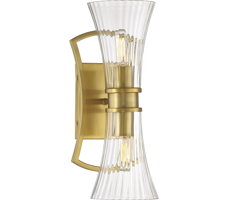 Aplique de pared Savoy House Bennington, 2 luces 120 vatios totales, latón cálido Foto 1 de 1