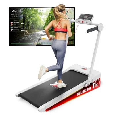 YM NEXT 1000 Tapis Roulant Elettrico Pieghevole, Salvaspazio 12 programmi,Bianco - Immagine 1 di 4