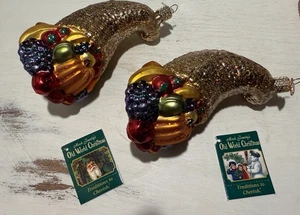 2003 OWC Old World Christmas Glass Blown Cornucopia Ornament Thanksgiving Fall - Picture 1 of 3