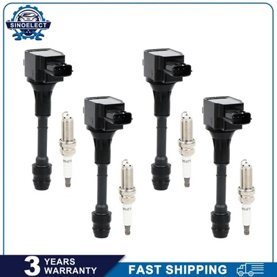 Bobina de encendido y bujía de iridio UF350 2005-2006 4 piezas para Nissan X-Trail 2,5 L Foto 1 de 4