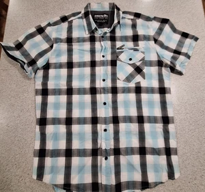 Insitu Casual Mens Size M, Short  Sleeves, White, black, blue,  Checkered - Picture 1 of 8