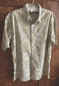 Structure Mens Hawaiian Shirt Green Print Stretch Cotton Sz. L - Picture 1 of 20