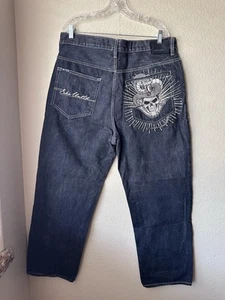 Vintage Ecko Unltd. Pantalones de mezclilla holgados para hombre 36x30 bordados Y2K calavera patinador - Imagen 1 de 10