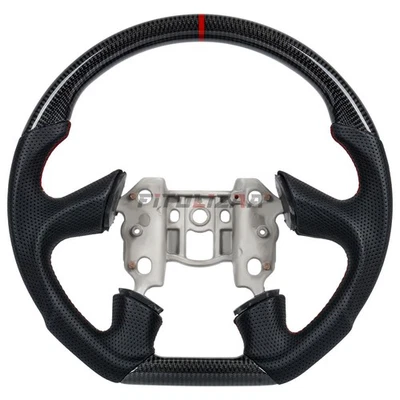 Carbon Fiber Steering Wheel For Chevrolet Corvette C6 4 Spoke 2005 Leather Grips Foto 1 de 4