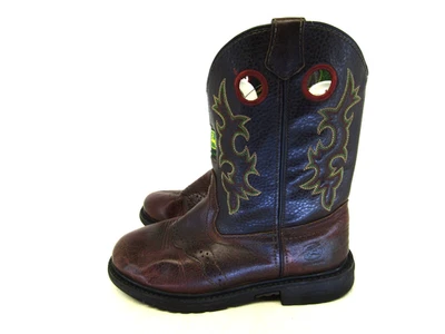 John Deere Youth Size 4.5 M Brown Leather Buckaroo Stockman Cowboy Western Boots - Image 1 of 4