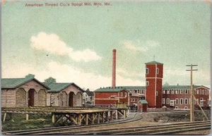 Tarjeta postal de MILO, Maine de la década de 1960 "American Thread Co.'s Spool Mill" vista de pájaro - Imagen 1 de 2