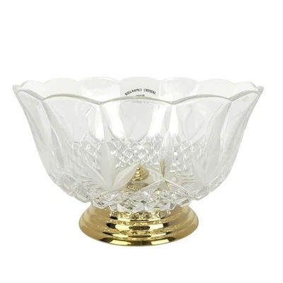 Vintage WATERFORD CRYSTAL "KILLARNEY" Footed Bowl 22 KARAT GOLD Finish 7" - Image 1 of 4