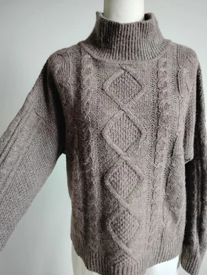 GAP Cotton Wool Alpaca Blend Cocoa Brown Taupe Mock Neck Sweater Size Large - Image 1 of 4