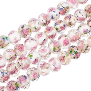 60pcs 9~10mm Rose Lampwork Beads Gold Sand Glass Beads Handmade Flower Glass ... - Picture 1 of 7