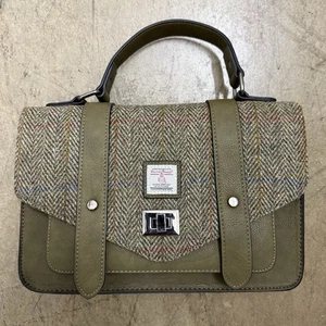 Harris Tweed Islander Mini Satchel Purse Bag Black Wool Herringbone - Picture 1 of 9