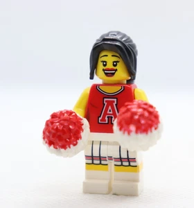 Red Cheerleader A Pom Poms Series 8 LEGO® Minifigure Mini Figure - Picture 1 of 5