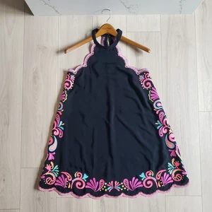 Vestido Lilly Pulitzer Quinn Mujer M Ónix Gimnasio Remolino Bordado Mod Swing Boho - Imagen 1 de 6