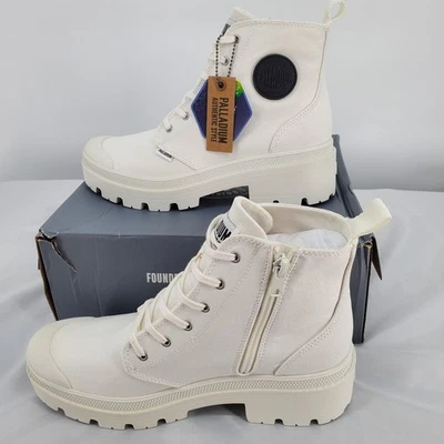 Palladium Unisex W7/M5.5 Pallabase Twill Platform Boots Star White 96907-116-M - Image 1 of 4