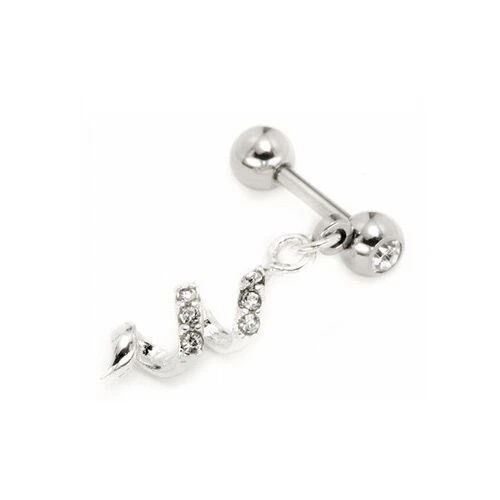 Anillo piercing cartílago oreja acero quirúrgico 316L hélice diamante torcido calibre 16 16 16G Foto 1 de 1