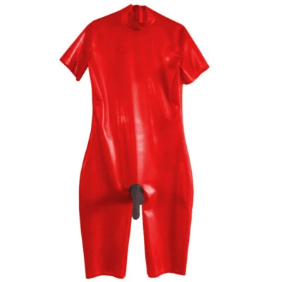 Latex Rubber Catsuit Uniform Suit Red Club Cosplay Party Bodysuit 0.4mm S-XXL - Bild 1 von 2