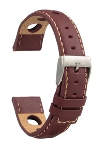 Italienisches Leder Uhrenarmband gepolstert mit Naht - Rally Optik Bordeaux 20mm - Bild 1 von 1