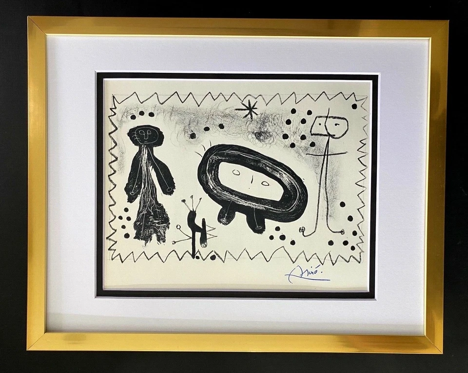 JOAN MIRO 1971 BEAUTIFUL SIGNED PRINT MATTED 11 X 14 + BUY IT NOW!! LIST $695! - image 1 of 3