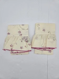 2 Vtg Cotton Pink Floral Lace Standard Pillowcase Set - Picture 1 of 5