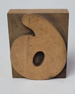 LARGE NUMBER "6 or 9" ANTIQUE LETTERPRESS VINTAGE WOODEN PRINT BLOCK STAMP 3" - Picture 1 of 7