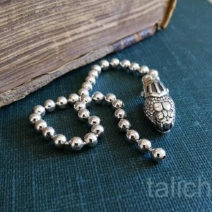 Shiny 925 Sterling Silver Ball Chain Snake Head Wrap Bracelet Gothic Unique - Picture 1 of 5