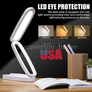 Foldable LED Table Desk Lamp Bedside Study Reading Light Rechargeable Dimmable - Picture 1 of 13