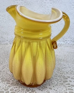 Creamer Crimped Rim Small 5 inch Milk Glass UV Reflective - Picture 1 of 7
