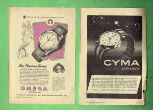 #D112. 1952 READERS DIGEST ADVERTISMENTS - OMEGA & CYMA WATCHES - Bild 1 von 1