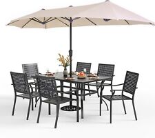 8 Piece Patio Dining Set Outdoor Table and Chairs with Umbrella Furniture sets